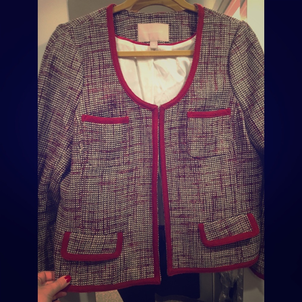 Classic tweed jacket red trim - Banana Republic